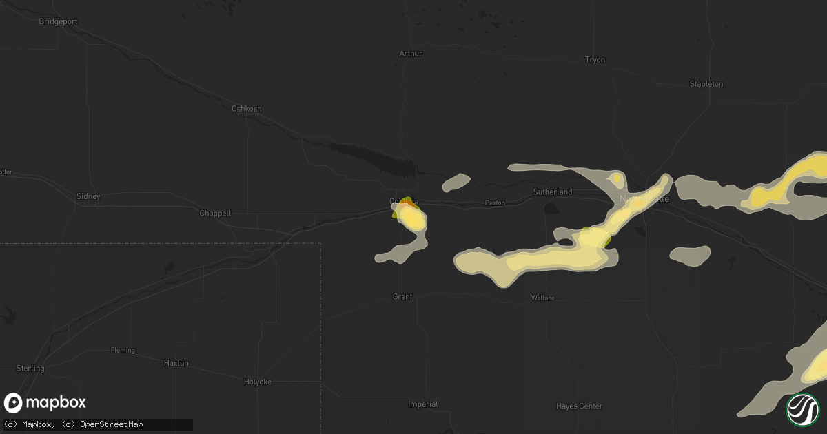 Hail map in Ogallala, NE on July 23, 2025