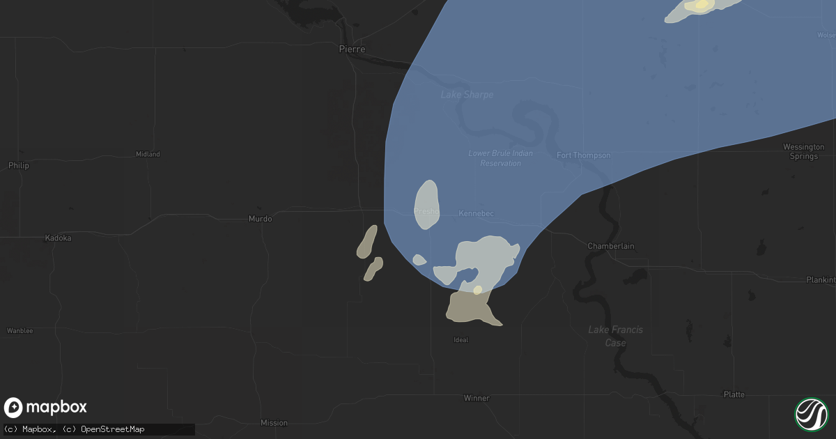 Hail map in Presho, SD on July 23, 2025