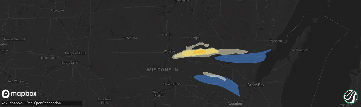 Hail map in Ringle, WI on July 23, 2025