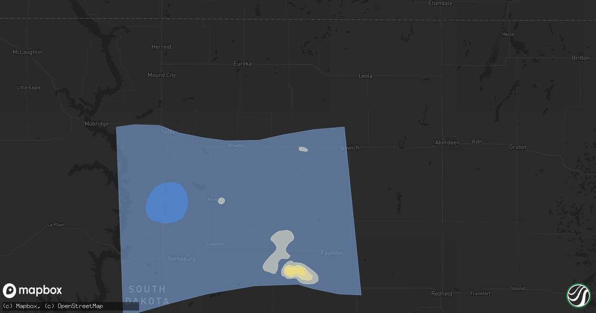 Hail map in Roscoe, SD on July 23, 2025
