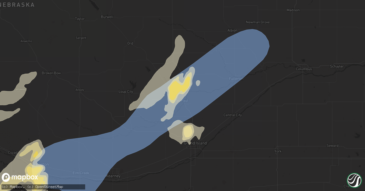 Hail map in Saint Paul, NE on July 23, 2025