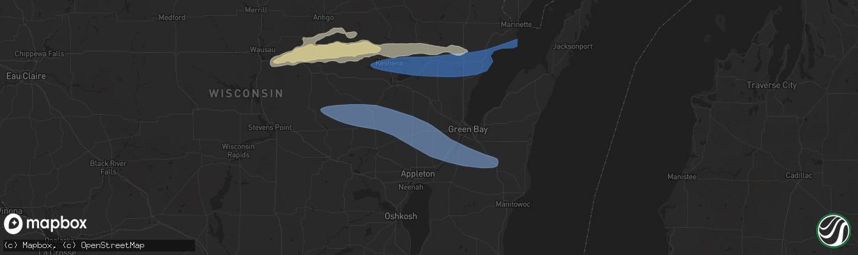 Hail map in Seymour, WI on July 23, 2025