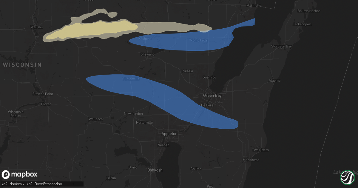 Hail map in Seymour, WI on July 23, 2025