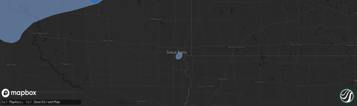 Hail map in Sioux Falls, SD on July 23, 2025