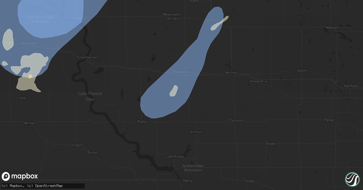 Hail map in Stickney, SD on July 23, 2025