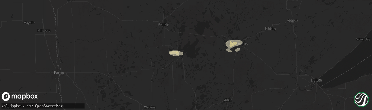Hail map in Walker, MN on July 23, 2025