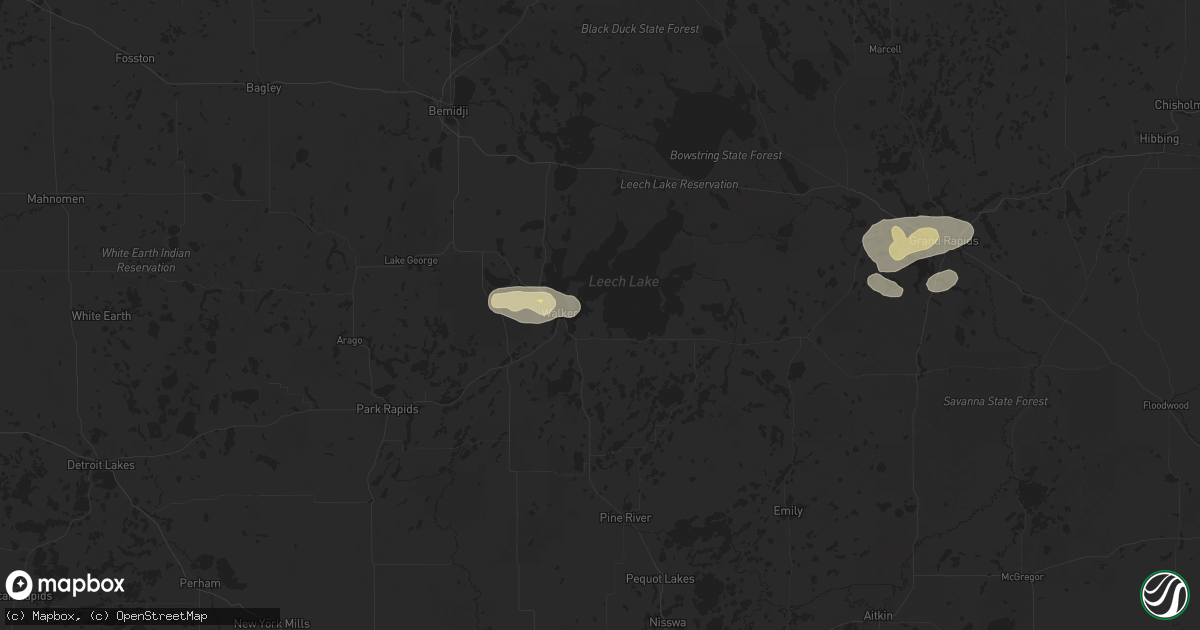 Hail map in Walker, MN on July 23, 2025