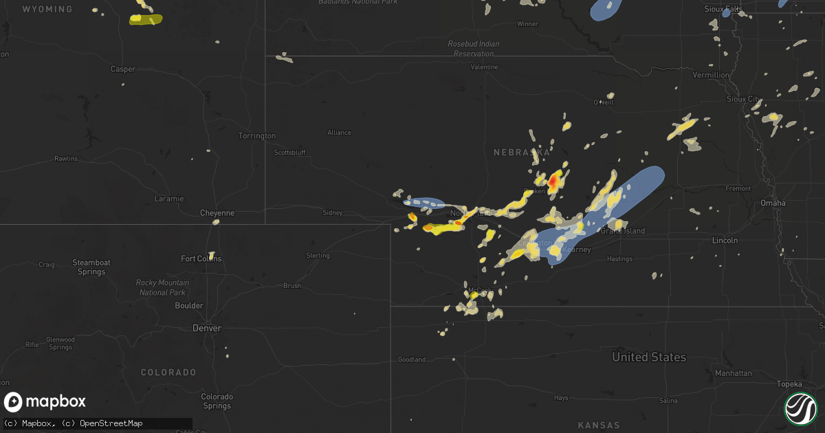Hail map on July 23, 2025
