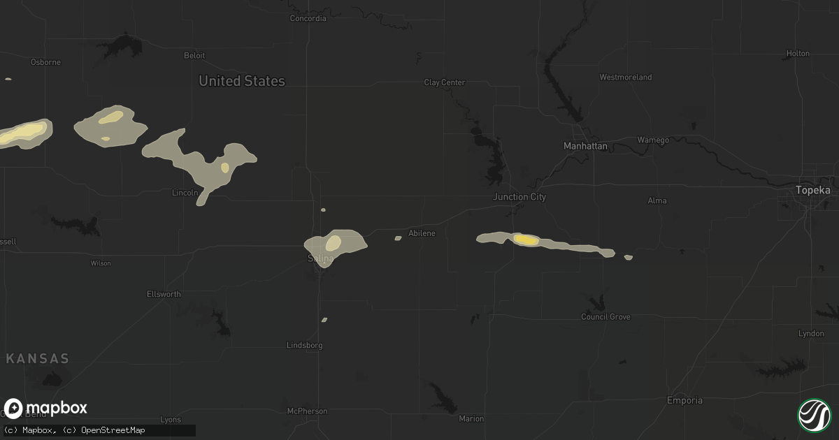 Hail map in Abilene, KS on July 23, 2026