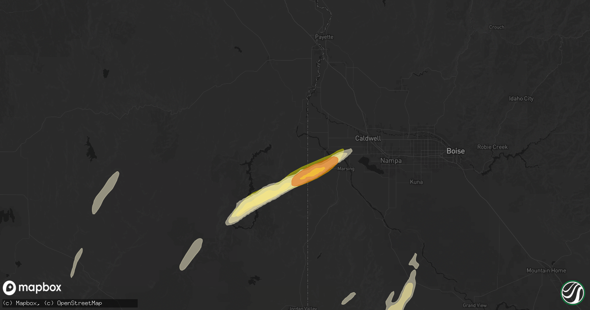 Hail map in Adrian, OR on July 23, 2026