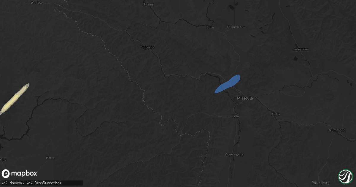 Hail map in Alberton, MT on July 23, 2026