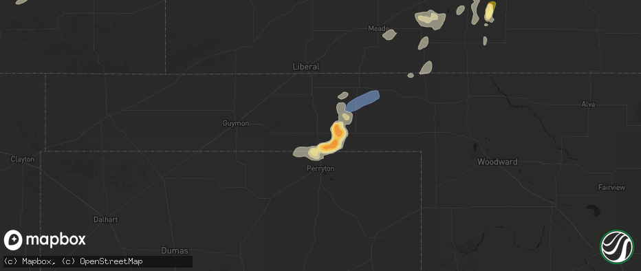 Hail map in Balko, OK on July 23, 2026