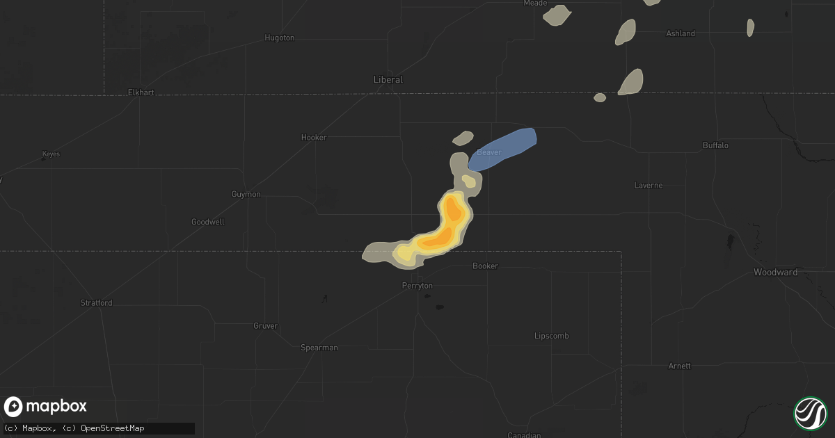 Hail map in Balko, OK on July 23, 2026