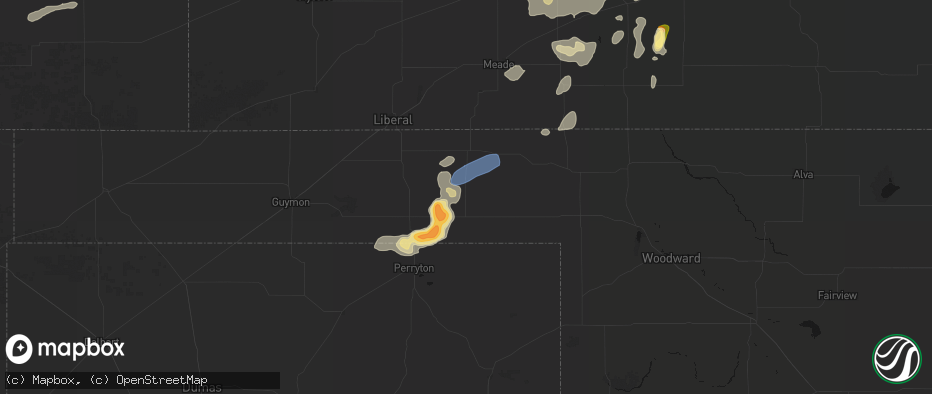 Hail map in Beaver, OK on July 23, 2026