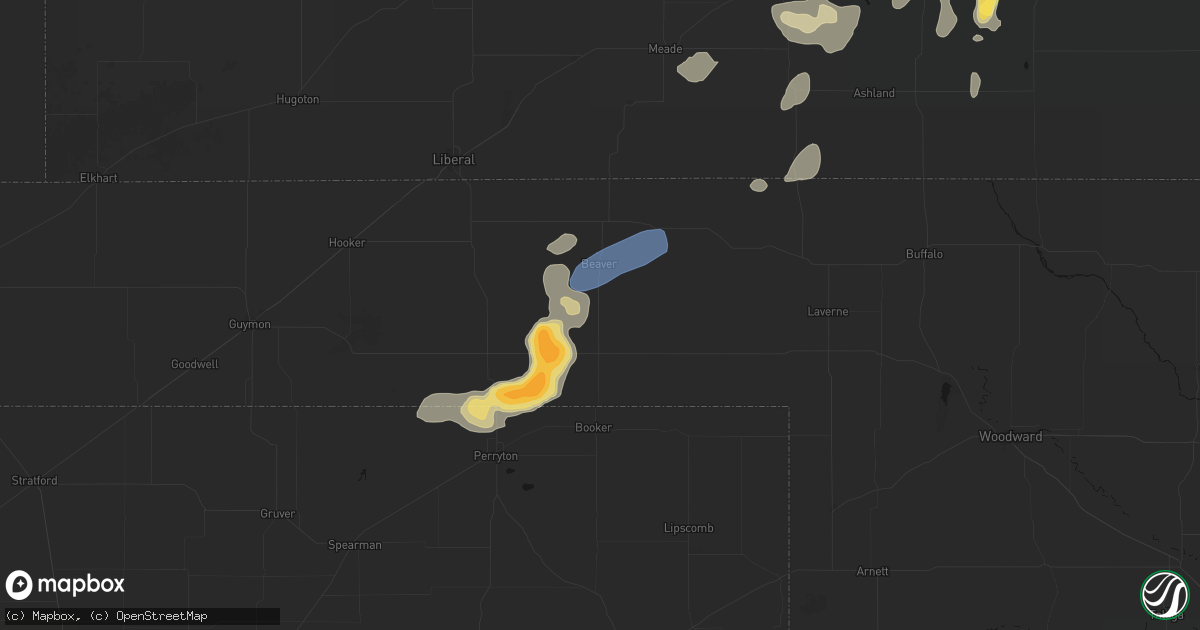 Hail map in Beaver, OK on July 23, 2026