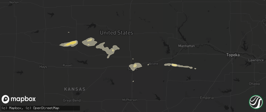 Hail map in Bennington, KS on July 23, 2026