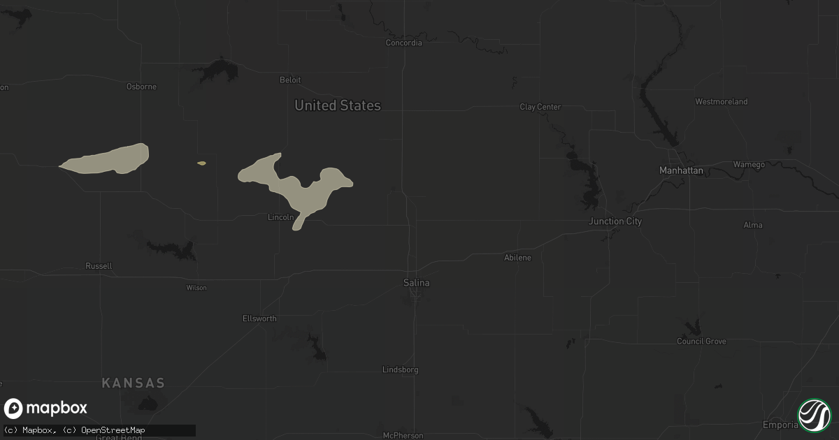 Hail map in Bennington, KS on July 23, 2026