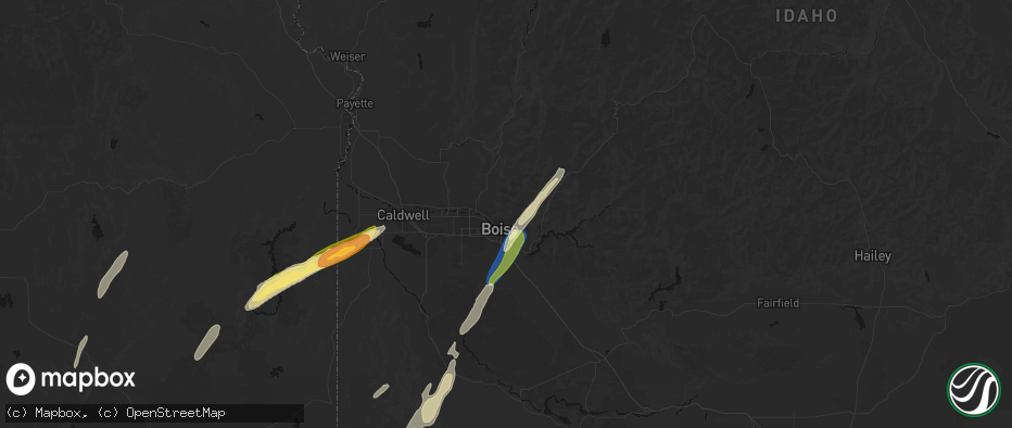Hail map in Boise, ID on July 23, 2026