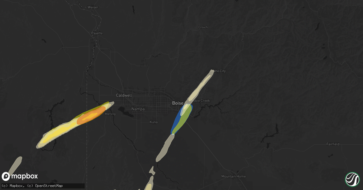 Hail map in Boise, ID on July 23, 2026