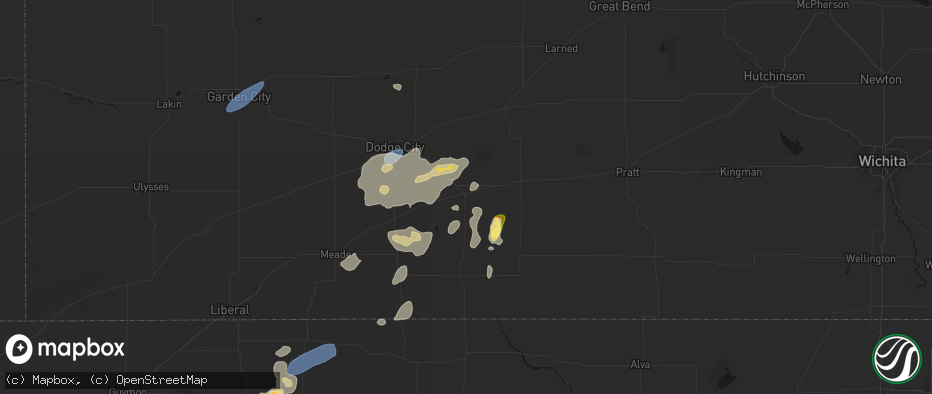 Hail map in Bucklin, KS on July 23, 2026