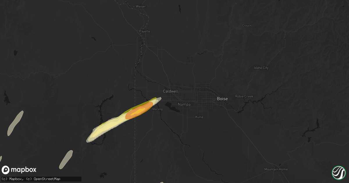 Hail map in Caldwell, ID on July 23, 2026