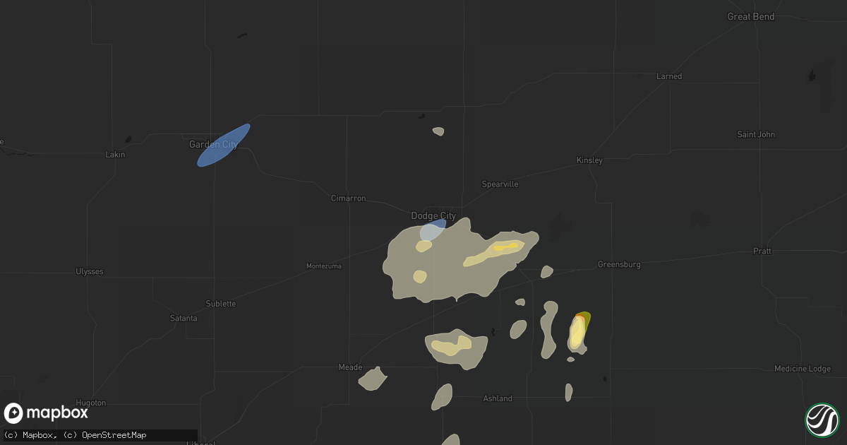 Hail map in Dodge City, KS on July 23, 2026
