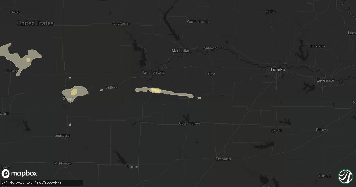 Hail map in Dwight, KS on July 23, 2026