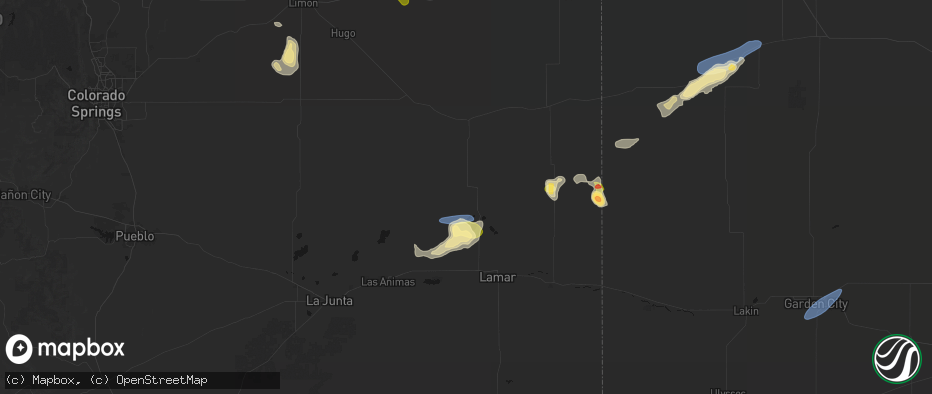 Hail map in Eads, CO on July 23, 2026