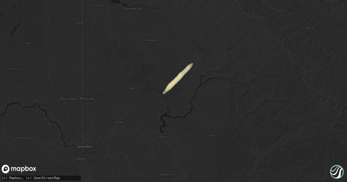 Hail map in Elk River, ID on July 23, 2026