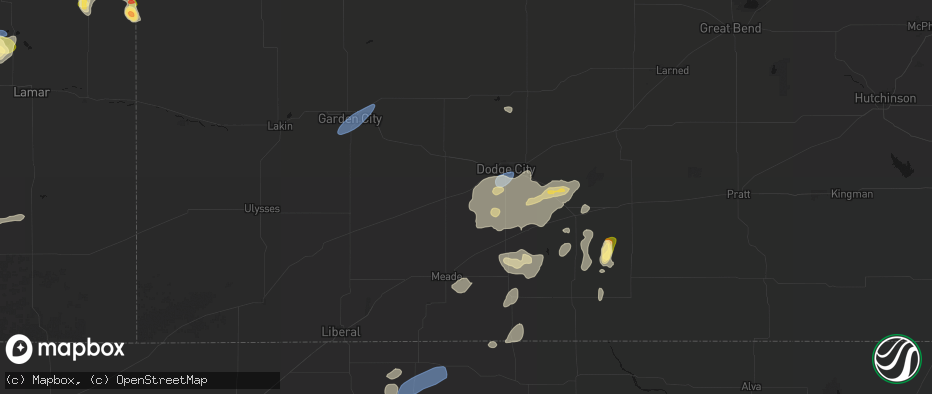 Hail map in Ensign, KS on July 23, 2026