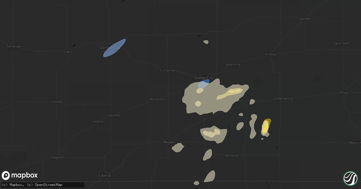 Hail map in Ensign, KS on July 23, 2026