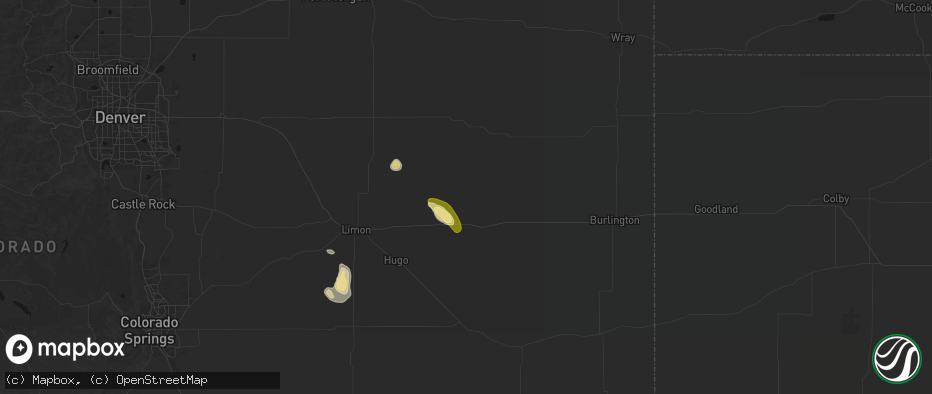 Hail map in Flagler, CO on July 23, 2026