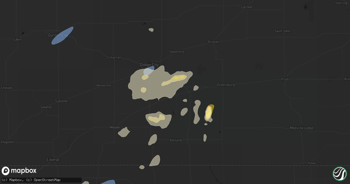 Hail map in Ford, KS on July 23, 2026