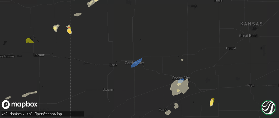 Hail map in Garden City, KS on July 23, 2026