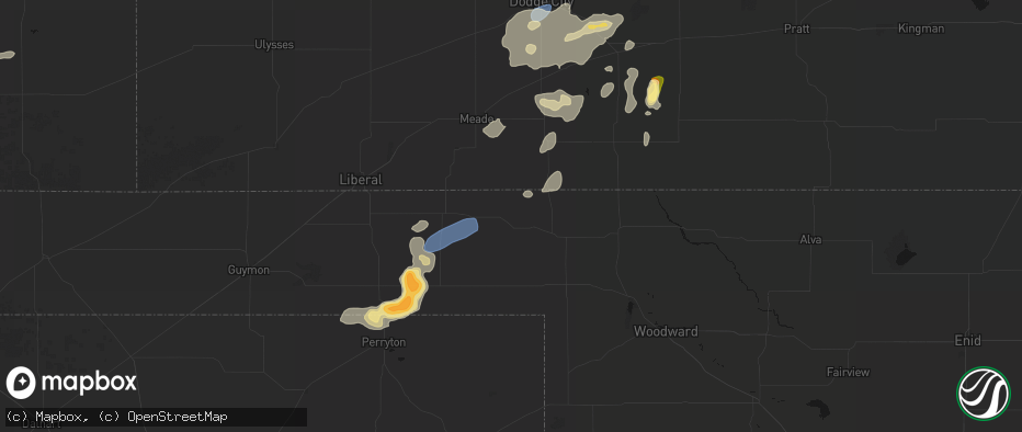 Hail map in Gate, OK on July 23, 2026