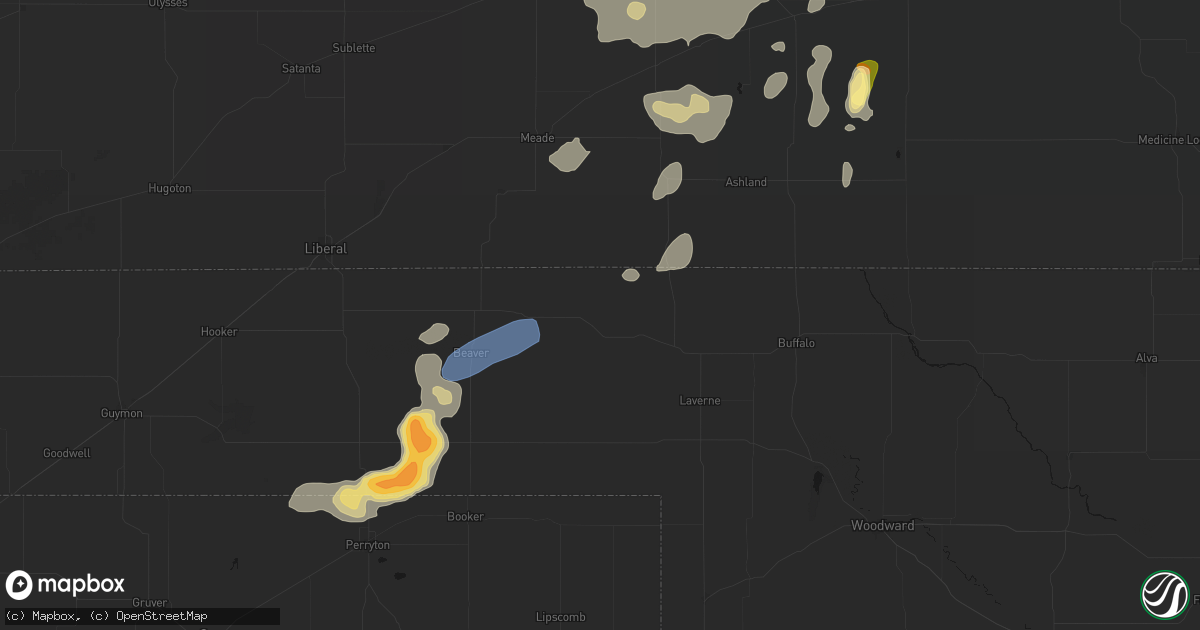 Hail map in Gate, OK on July 23, 2026