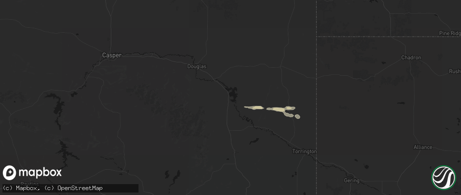 Hail map in Glendo, WY on July 23, 2026