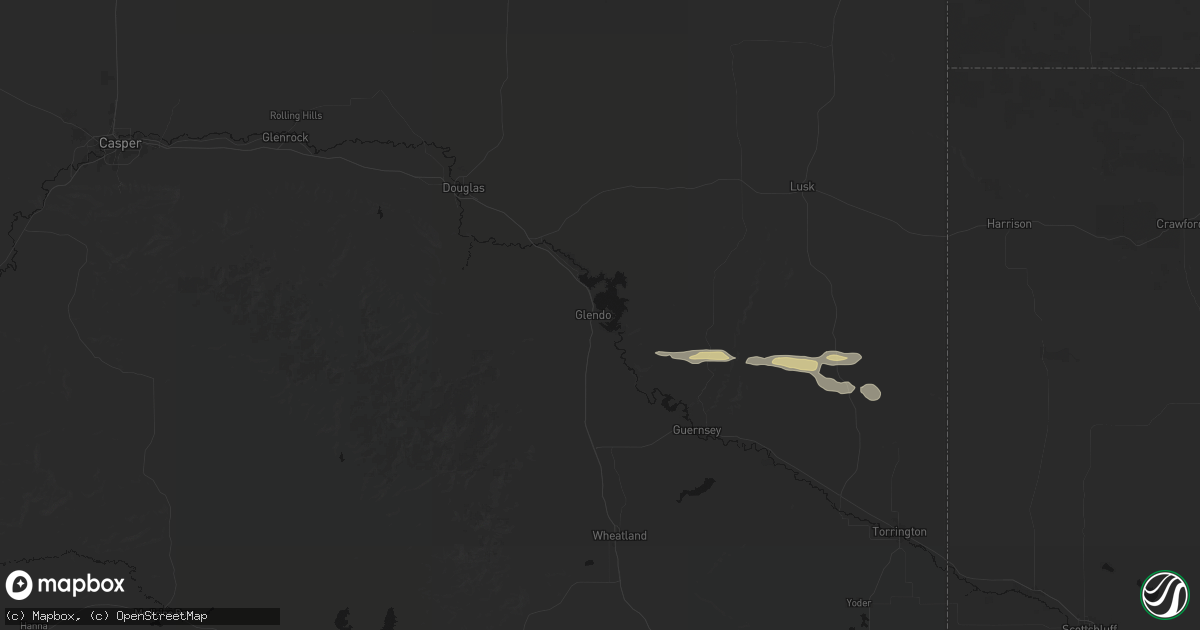 Hail map in Glendo, WY on July 23, 2026