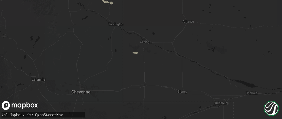 Hail map in Harrisburg, NE on July 23, 2026