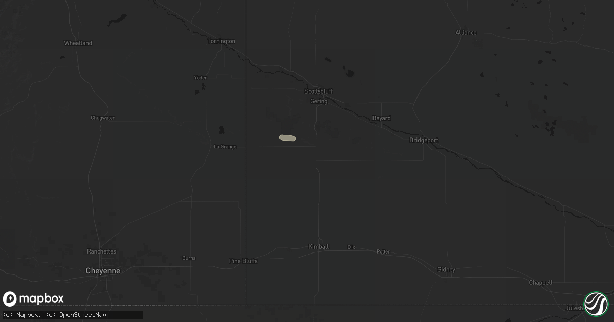Hail map in Harrisburg, NE on July 23, 2026