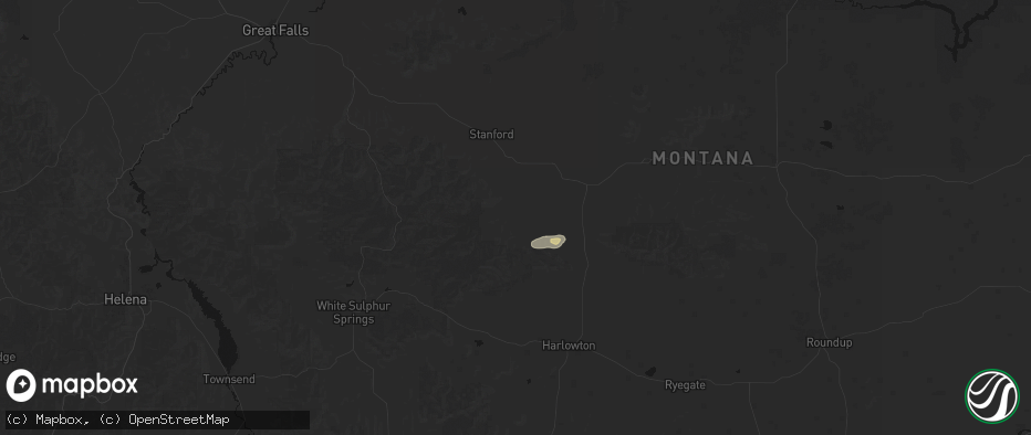 Hail map in Hobson, MT on July 23, 2026