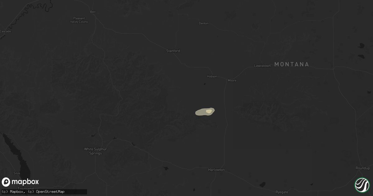 Hail map in Hobson, MT on July 23, 2026