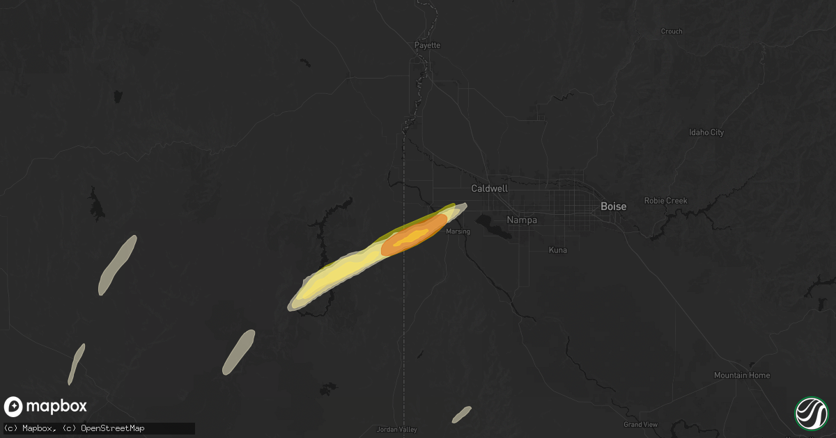 Hail map in Homedale, ID on July 23, 2026