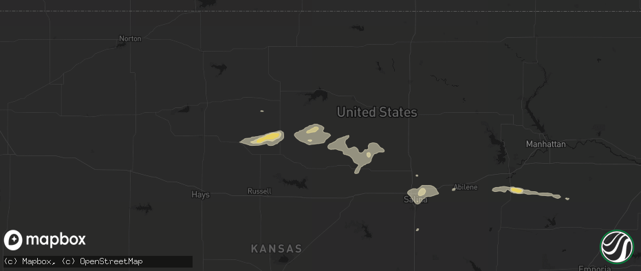 Hail map in Hunter, KS on July 23, 2026