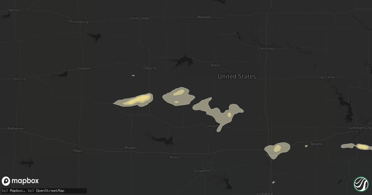 Hail map in Hunter, KS on July 23, 2026