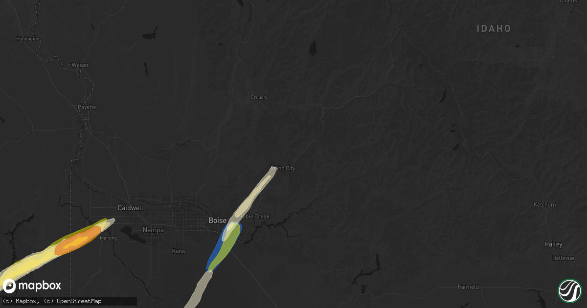 Hail map in Idaho City, ID on July 23, 2026