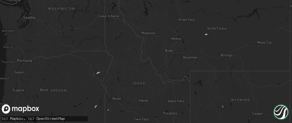 Hail map in Idaho on July 23, 2026