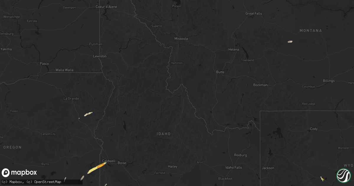 Hail map in Idaho on July 23, 2026