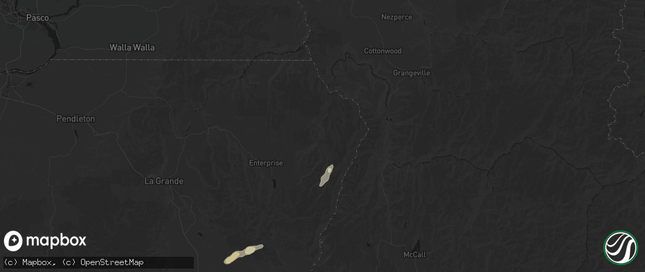 Hail map in Imnaha, OR on July 23, 2026