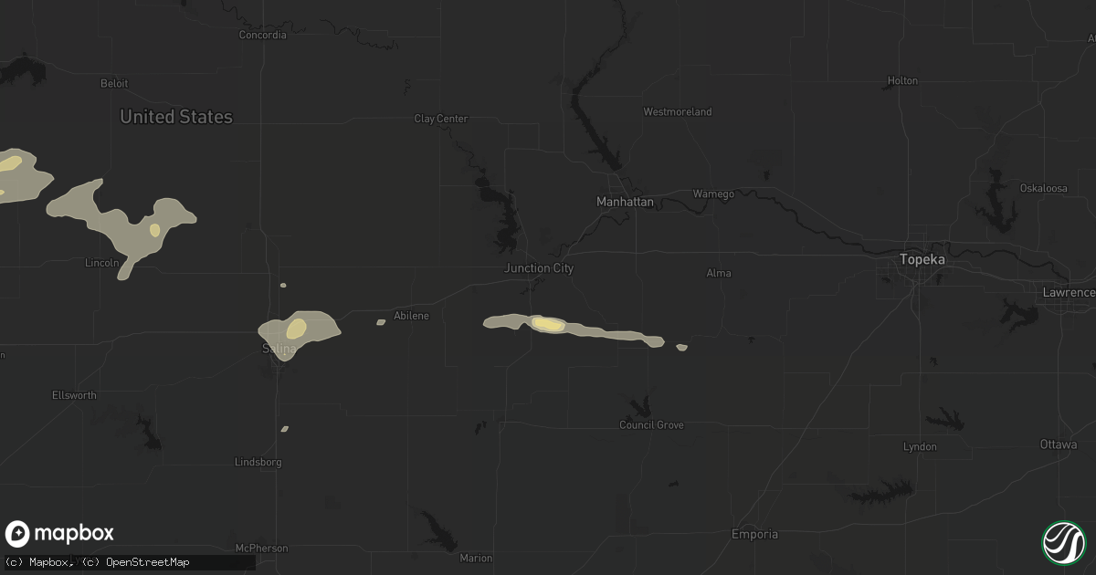 Hail map in Junction City, KS on July 23, 2026